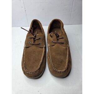 American Eagle Mens Brown Suede Boat Shoes Moc Toe Loafers Size 12 AE Style 1419